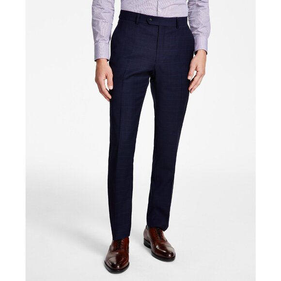Tommy Hilfiger Men Modern-Fit Stretch Plaid Wool Blend Suit Pants Blue B4HP $190 - Picture 1 of 5